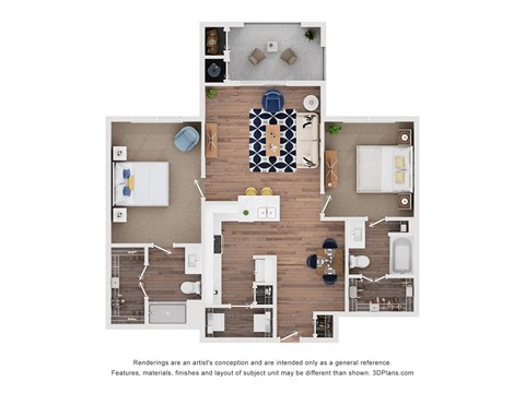 Ellington Floor Plan at Pacana Park 55+ Apartments, Texas